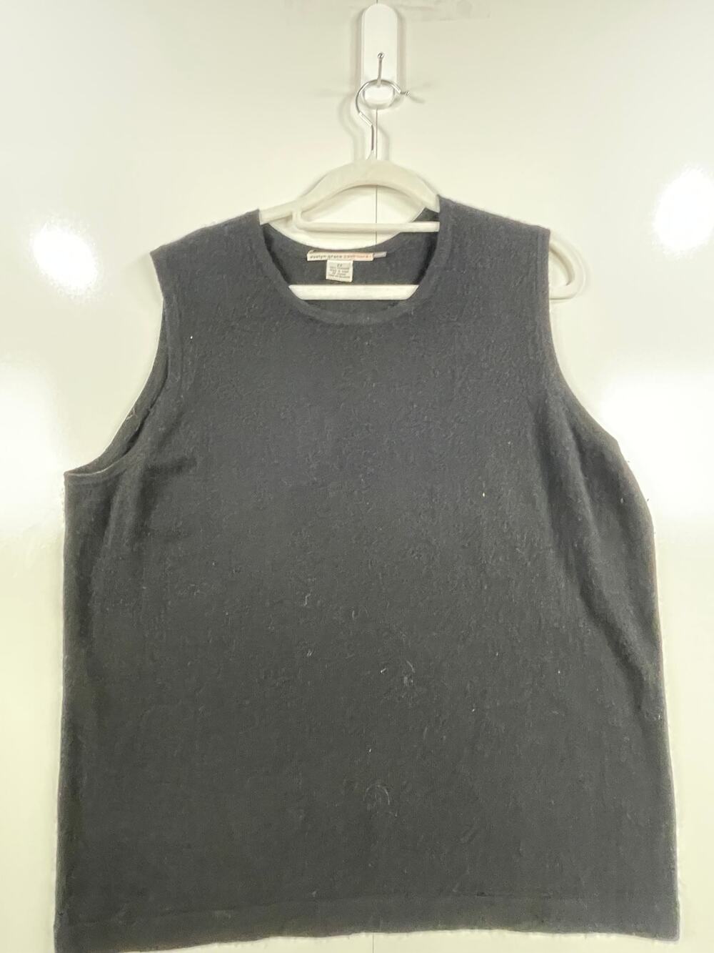 Evelyn Grace Women 2X 100% Cashmere Black Sleeveless Sweater Tank Plus 0031